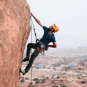 a person climbing top rope